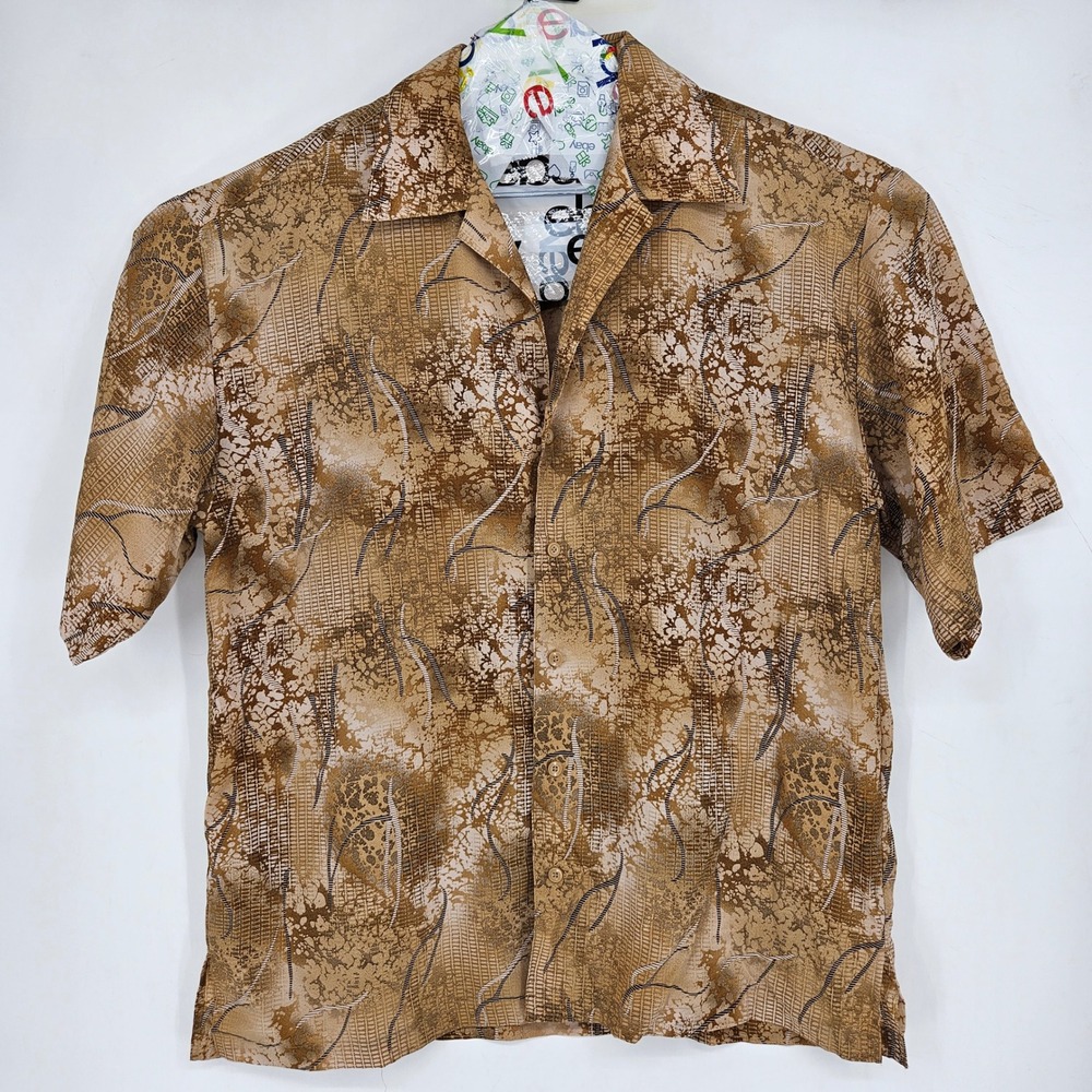 Vintage Mench Platinum Shirt Mens XXL Button Up Short Sleeve Geometric Polyester
